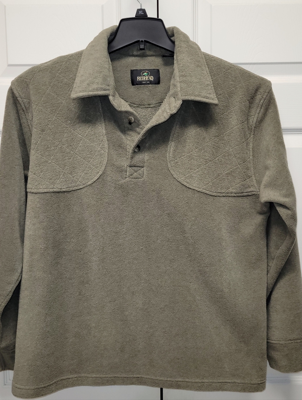 RedHead Olive Green 1/4 Zip Fleece Pullover Large Quilted Shoulder Outdoor